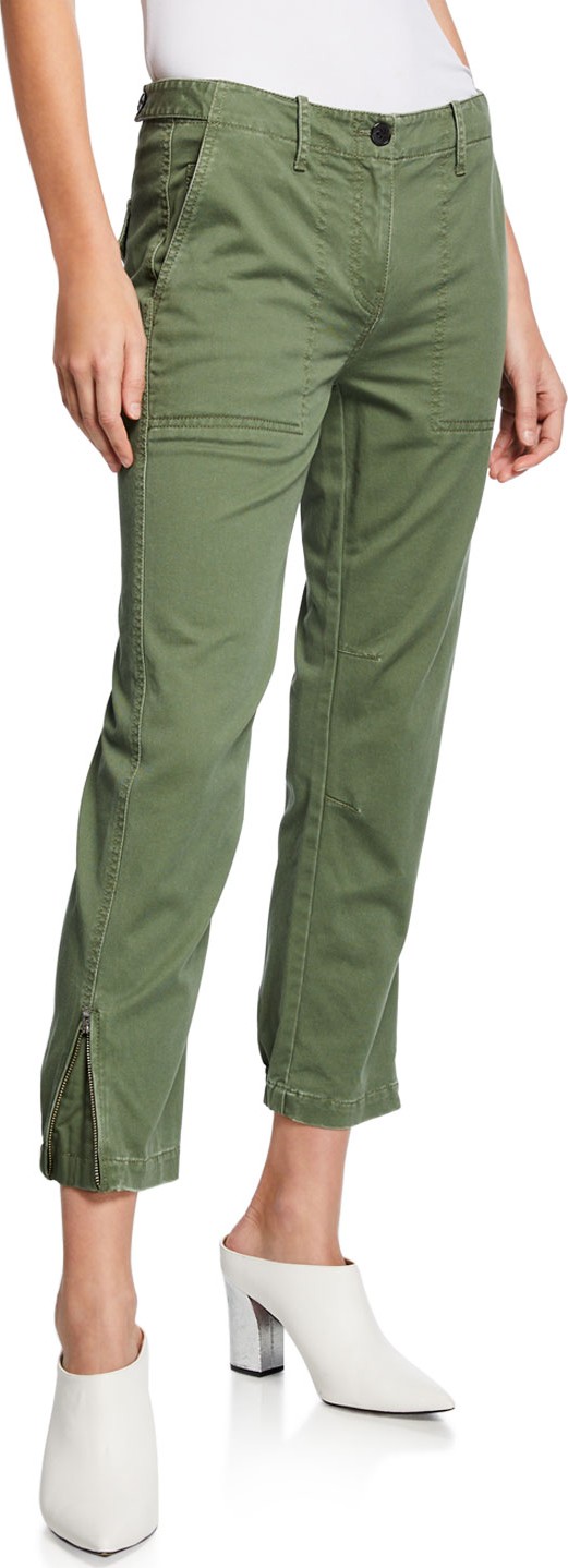 Derek Lam 10 Crosby Cropped Utility Pants w/ Elastic Cuffs