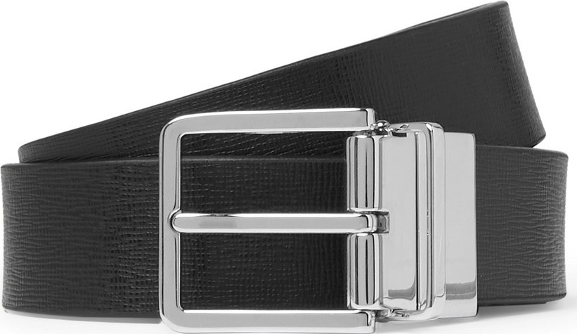 Paul Smith 3cm Black and Dark-Green Reversible Leather Belt