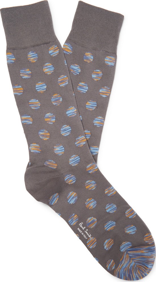 Paul Smith Polka-Dot Mercerised Cotton-Blend Socks