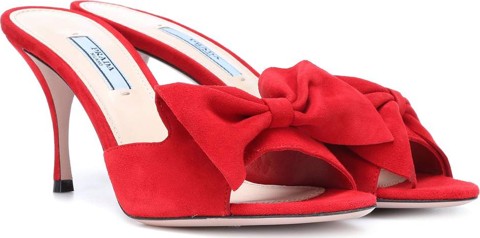 Prada Suede bow mules