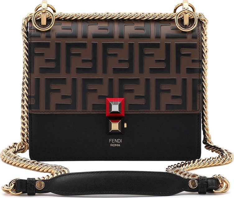 Fendi Kan I Small FF-Embossed Crossbody Bag