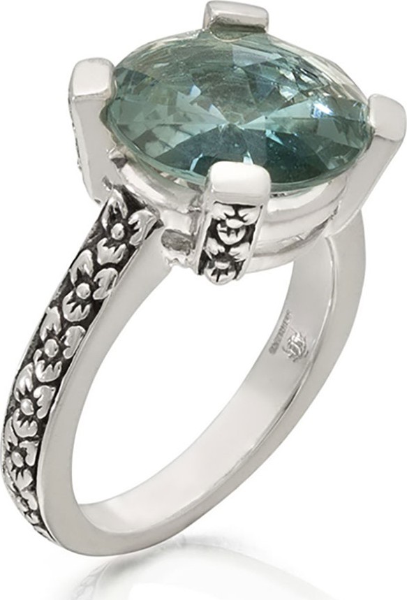 Stephen Dweck Aqua Quartz Floral Ring