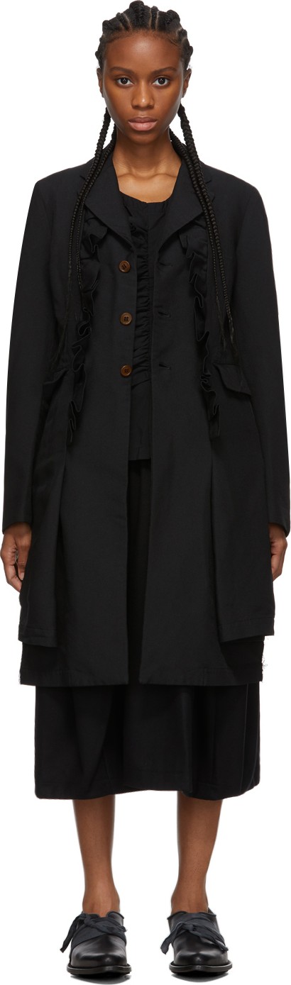 Comme Des Garçons Comme Des Garçons Black Ruffle Detail Coat