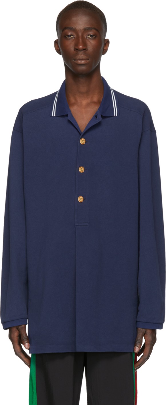 Gucci Blue Piqué Polo