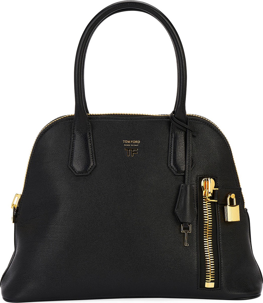 TOM FORD Buffalo Grain Medium Top-Handle Dome Bag