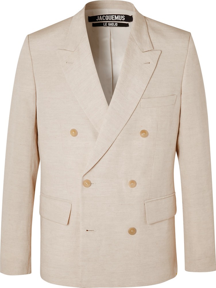 Jacquemus Beige Antonio Double-Breasted Linen-Blend Blazer