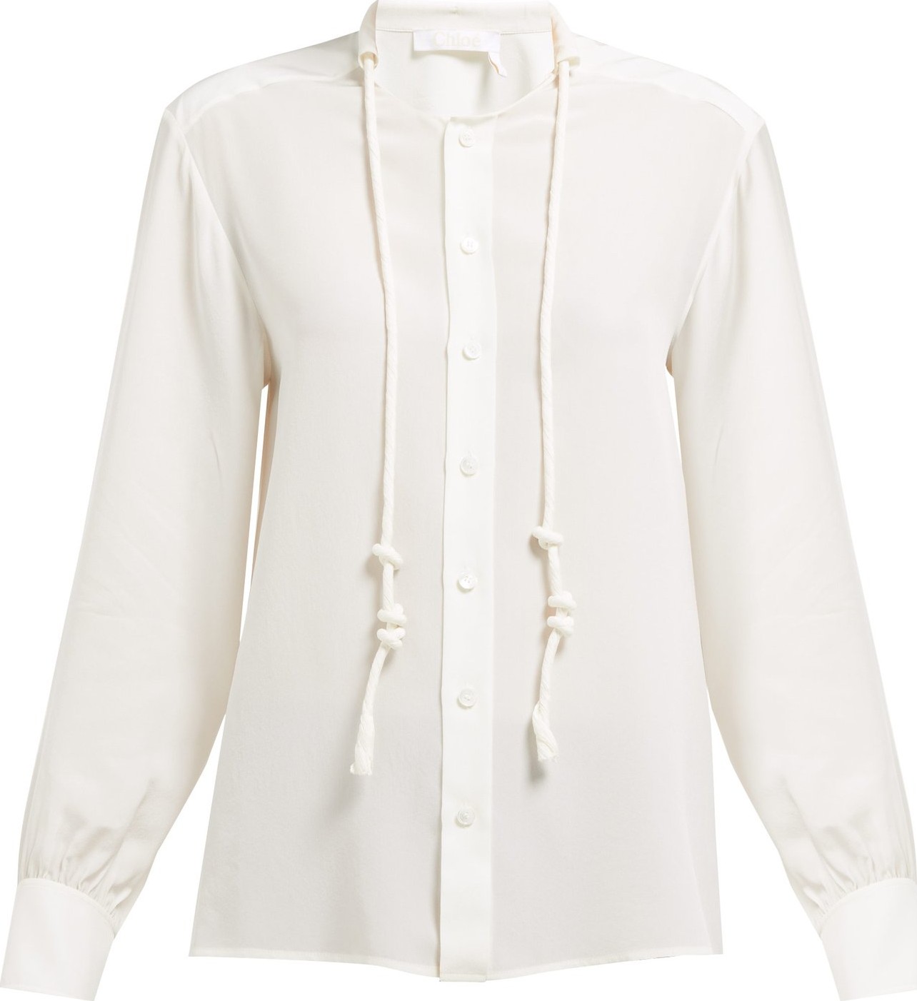 Chloe Twisted-drawcord silk crepe de Chine blouse