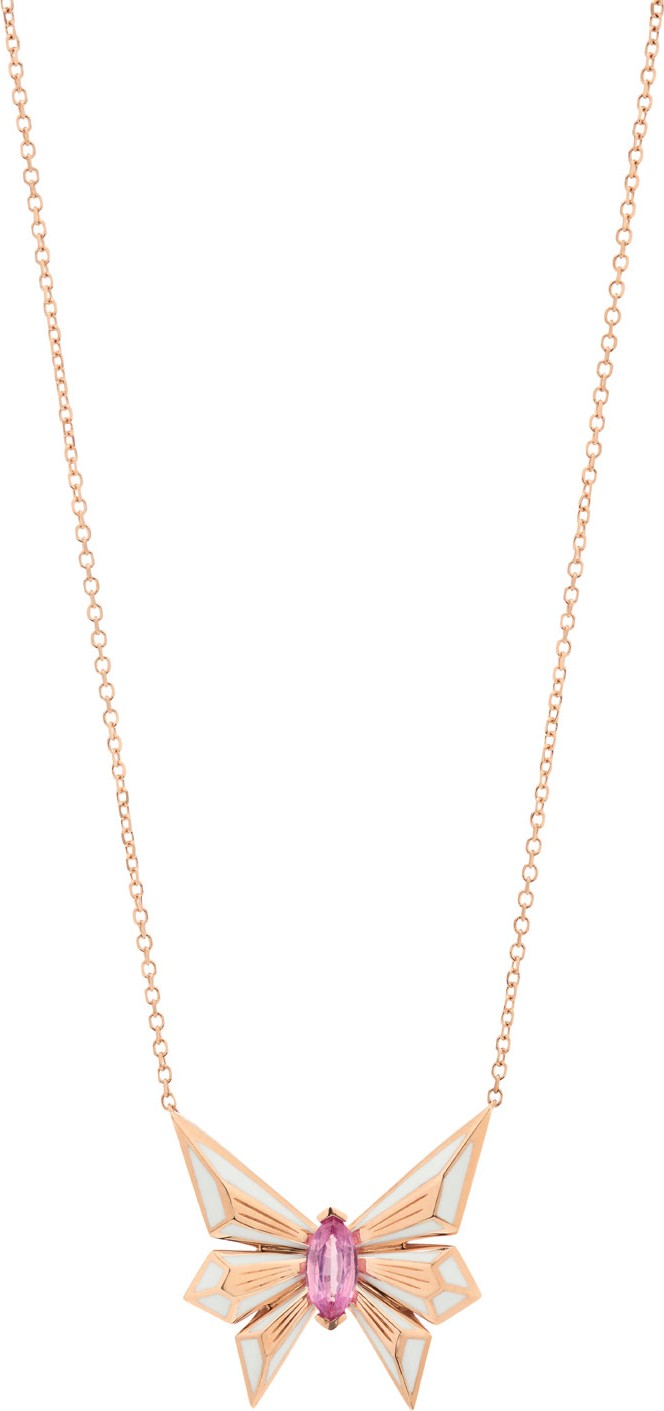 Stephen Webster Fly by Deco Drive 18k Pink Sapphire Pendant Necklace