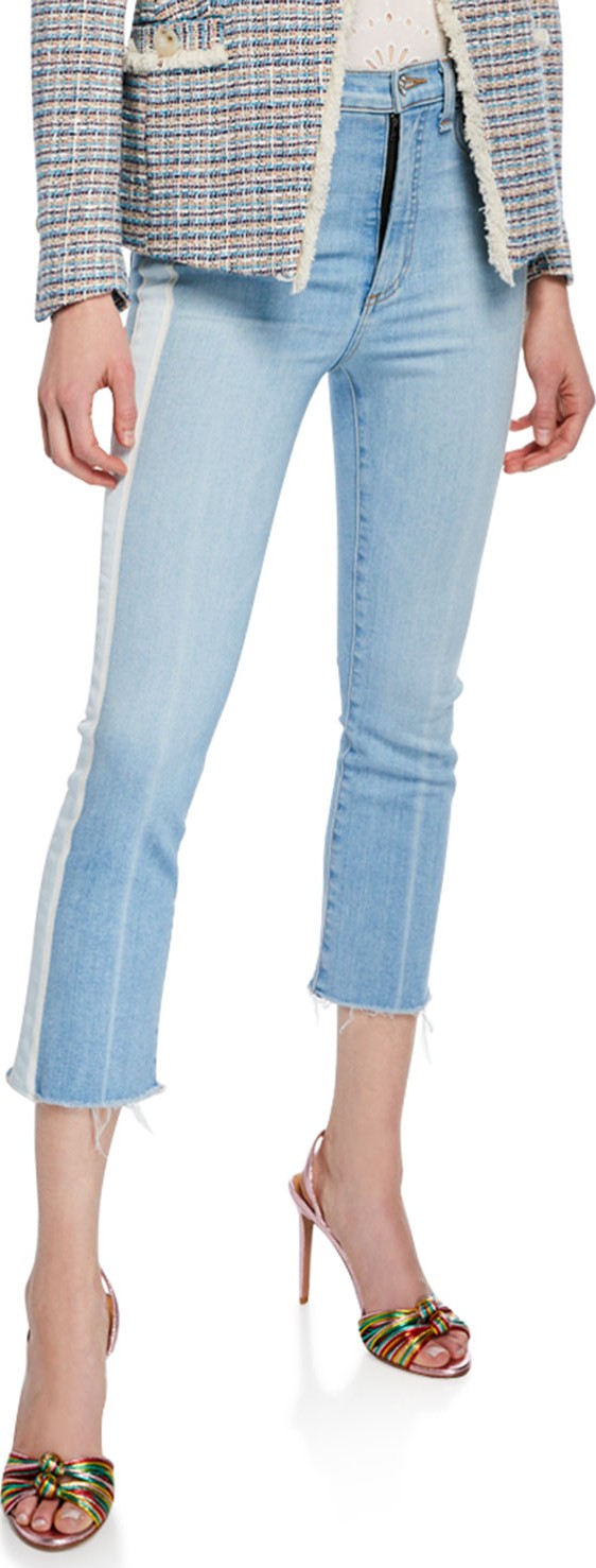 Veronica Beard Carly Kick Flare Jeans with Tuxedo Stripes