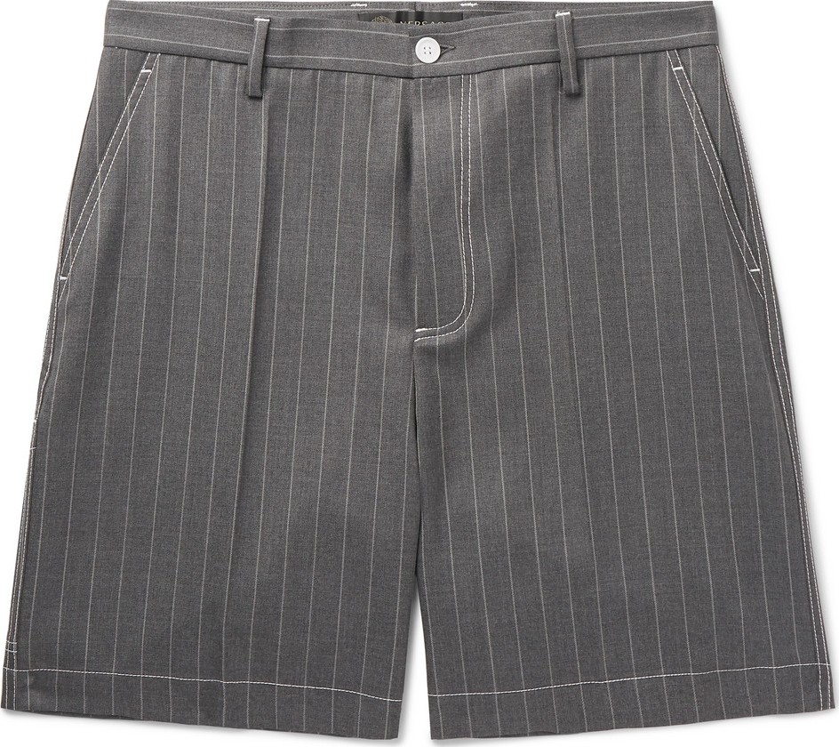 Versace Pinstriped Wool Shorts