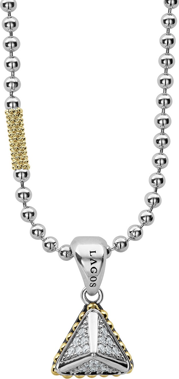 LAGOS KSL Lux Diamond Silver & 18k Gold Pyramid Pendant Necklace