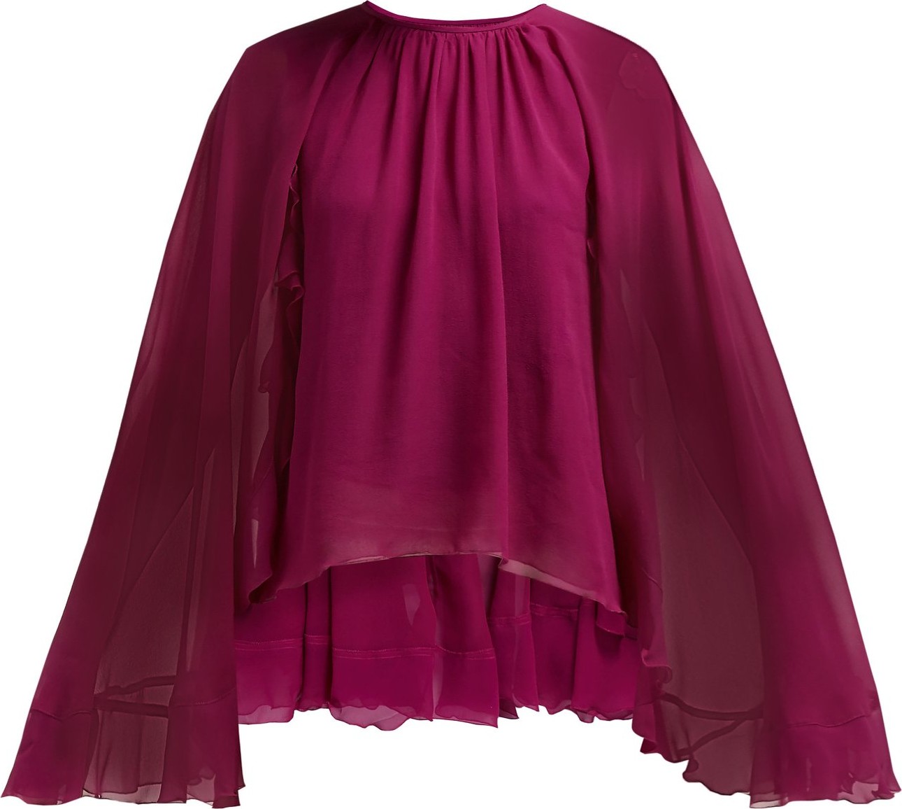 Giambattista Valli Cape-sleeve silk-georgette blouse