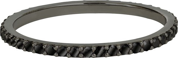 Lana Reckless 14K Black Gold Stacking Band Ring with Black Diamonds, Size 7