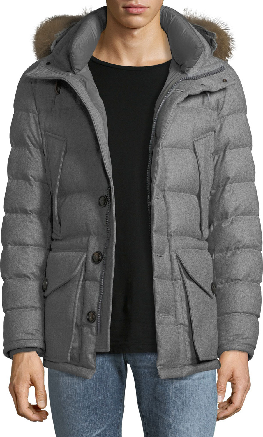 Moncler Rethel Fur-Trim Puffer Coat