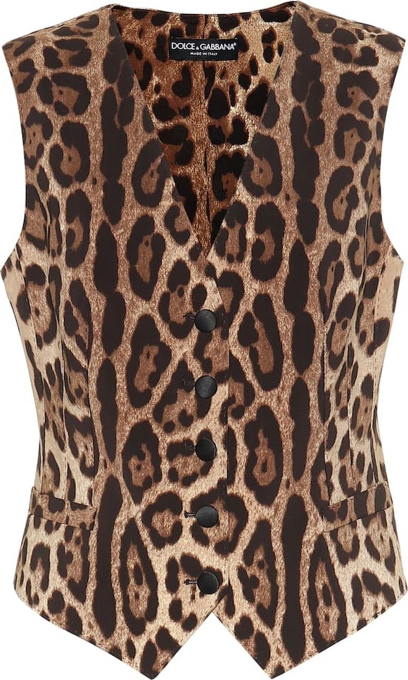 Dolce & Gabbana Leopard-print wool-blend crêpe vest