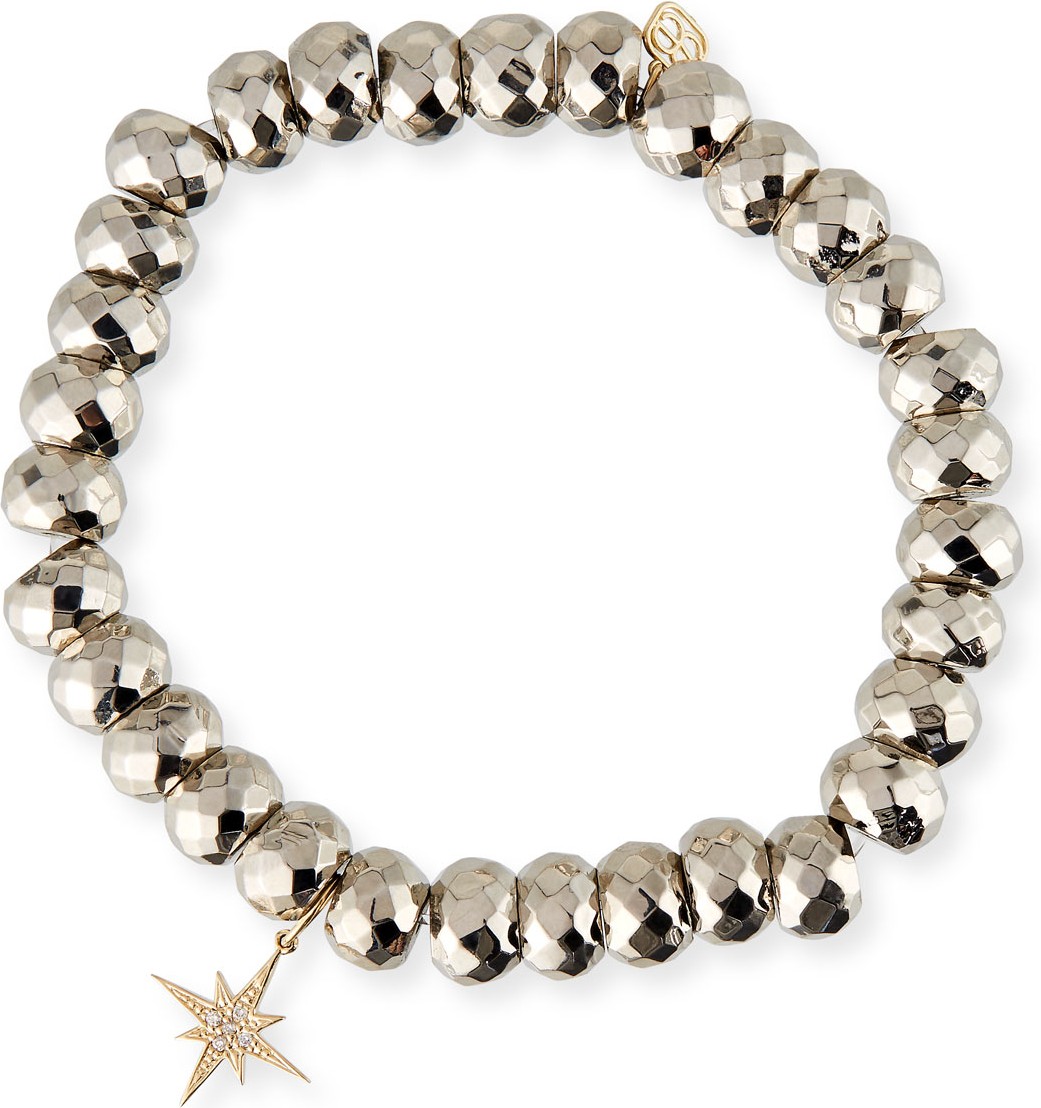 Sydney Evan 14k Diamond Starburst & Pyrite Bead Bracelet