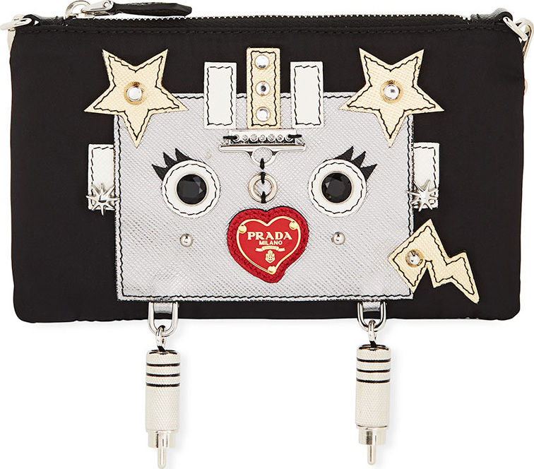 Prada Tessuto Robot Small Nylon Pouch Clutch Bag