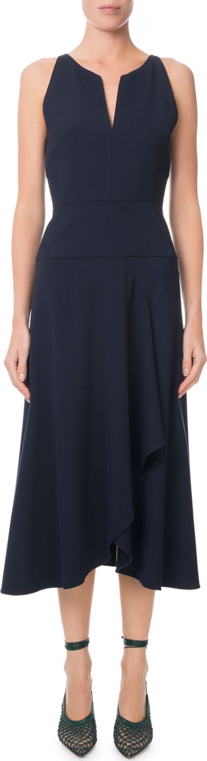 Roland Mouret Jackson Slit-Neck Faux-Wrap Midi Dress
