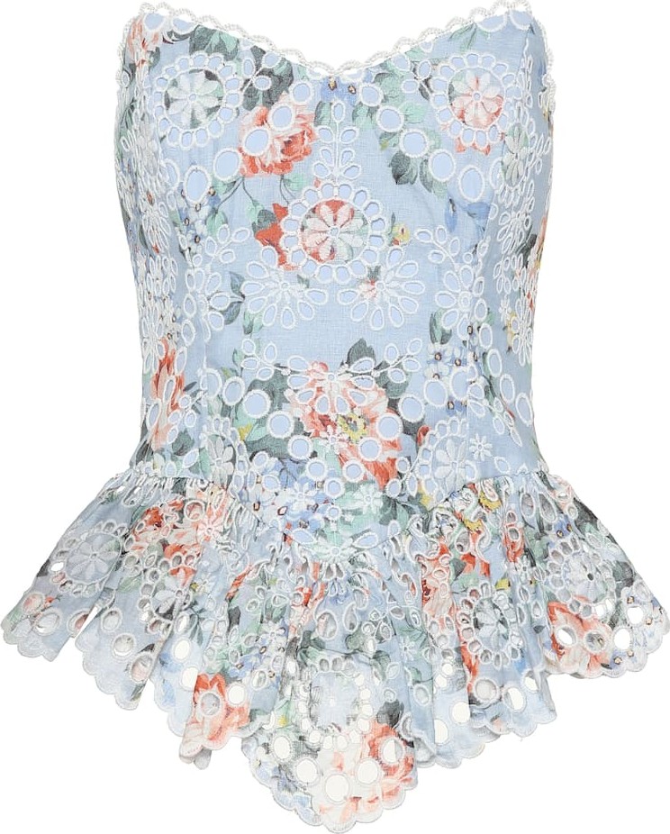 Zimmermann Bowie floral linen bustier