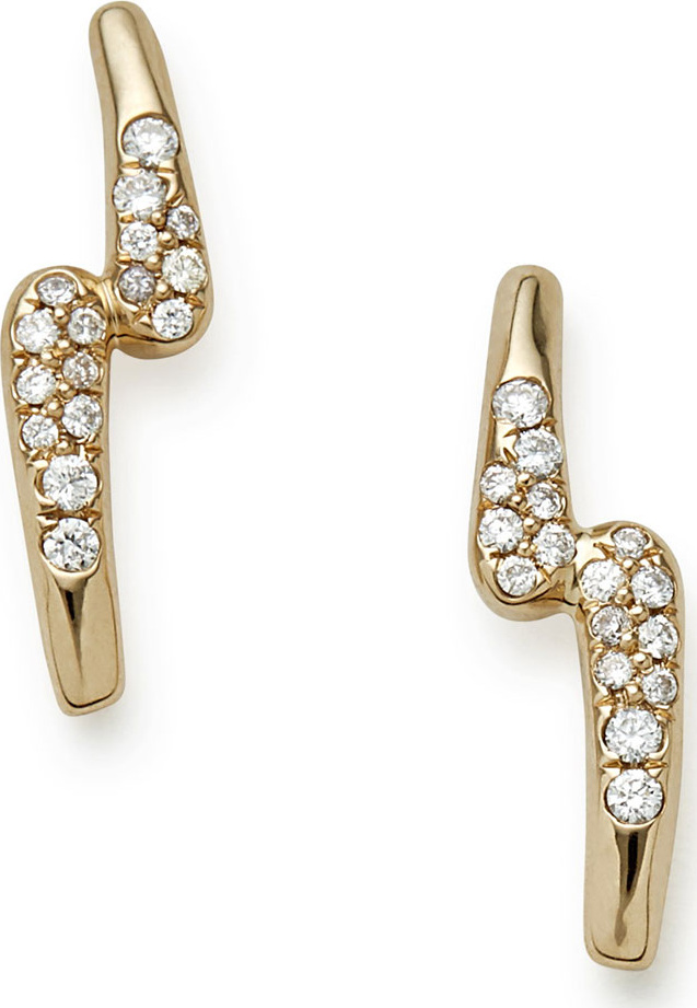 IPPOLITA 18K Gold Stardust Lightning Bolt Earrings with Diamonds