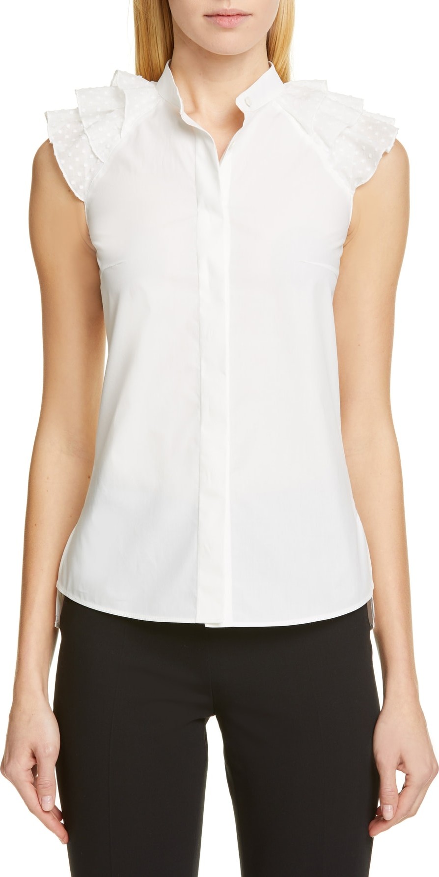 Akris Punto Ruffle Cotton Blouse