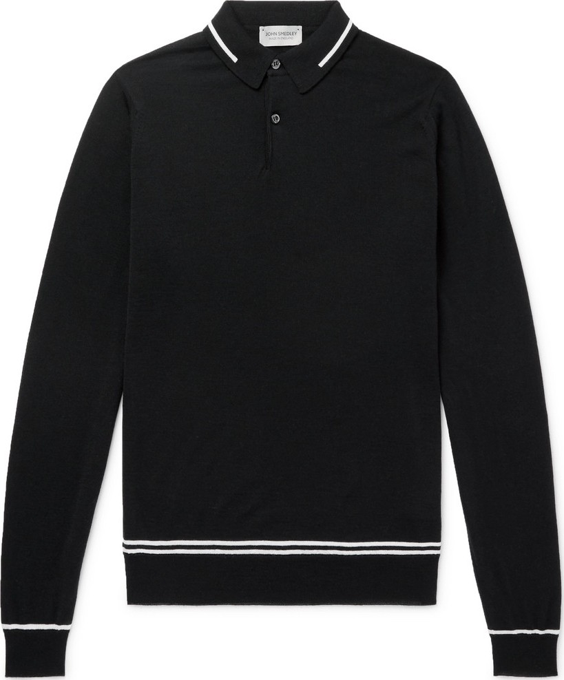 John Smedley Treeby Contrast-Tipped Wool Polo Shirt