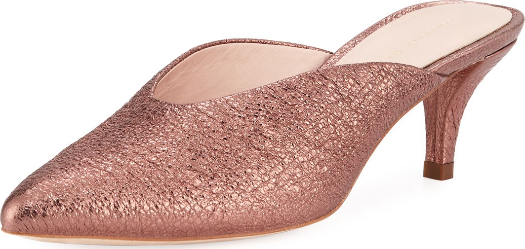Loeffler Randall Juno Metallic Kitten-Heel Mule Slide