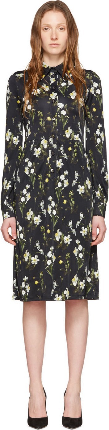 Erdem Black Tullio Floral Dress