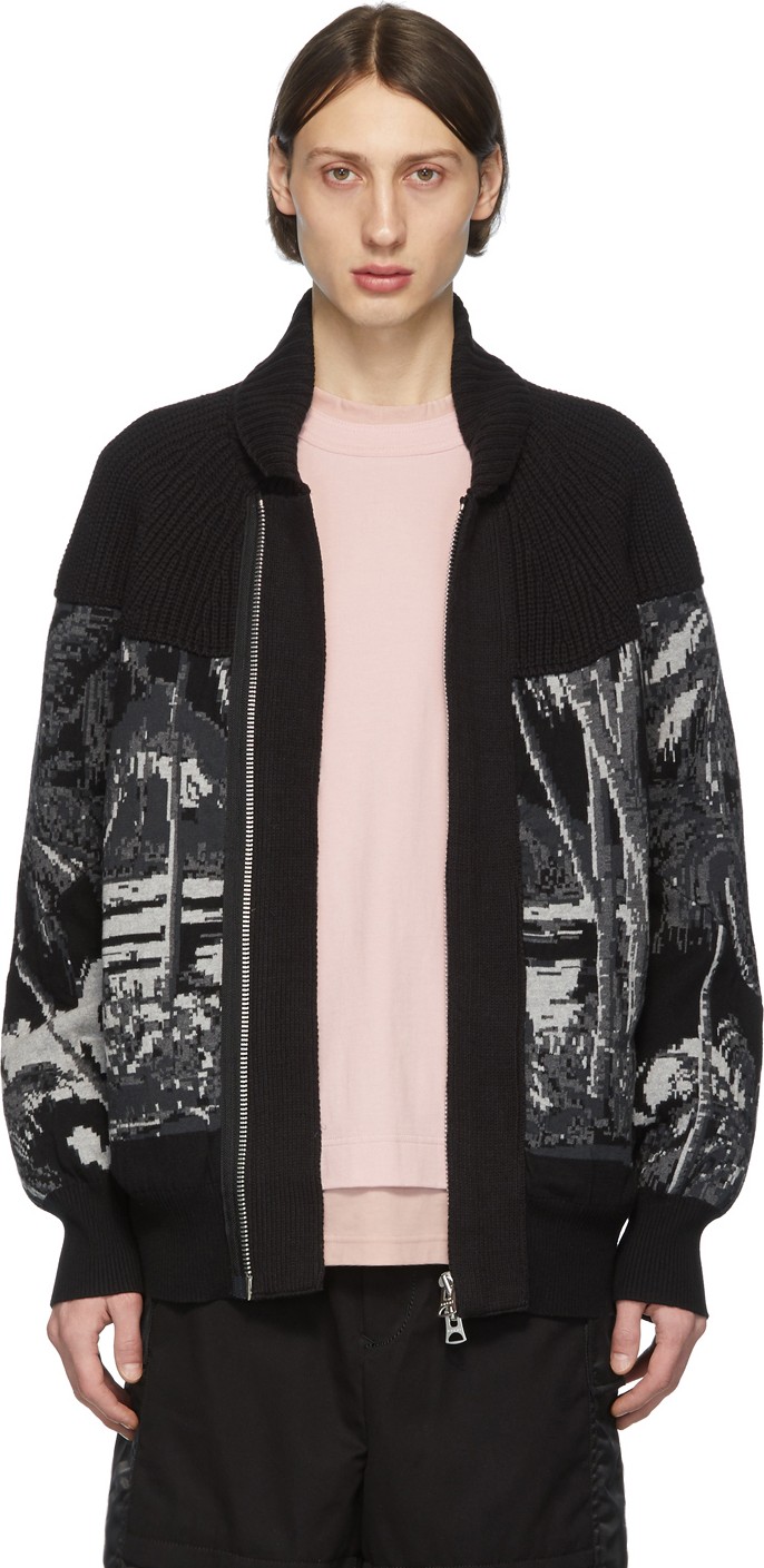 Sacai Black Sun Surf Edition Knit Diamond Head Cardigan