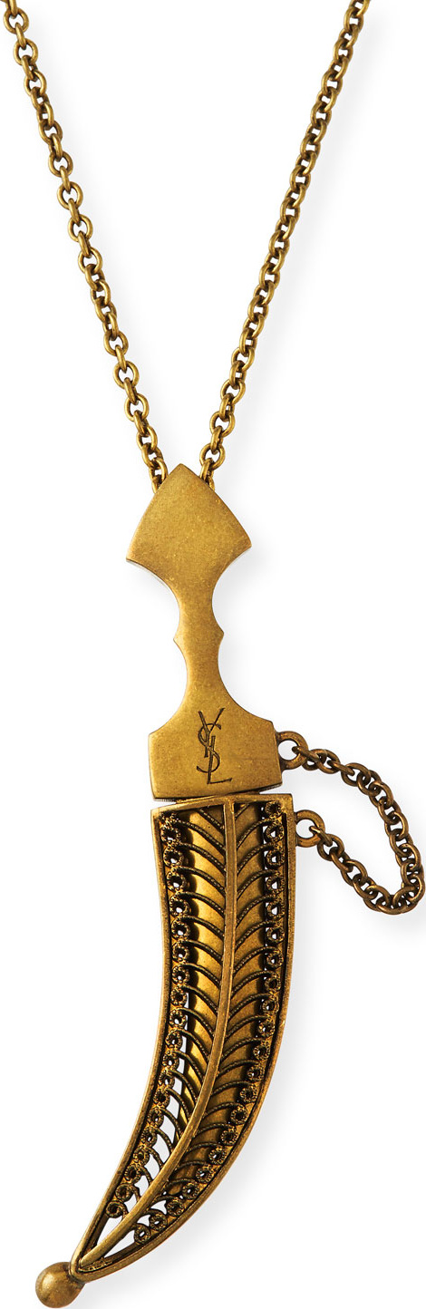 Saint Laurent Folk Saber Horn Charm Pendant Necklace