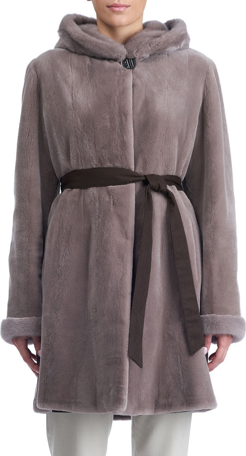 Gorski Sheared Mink Hooded Reversible Coat Gorski Sheared Mink Hooded Reversible Coat