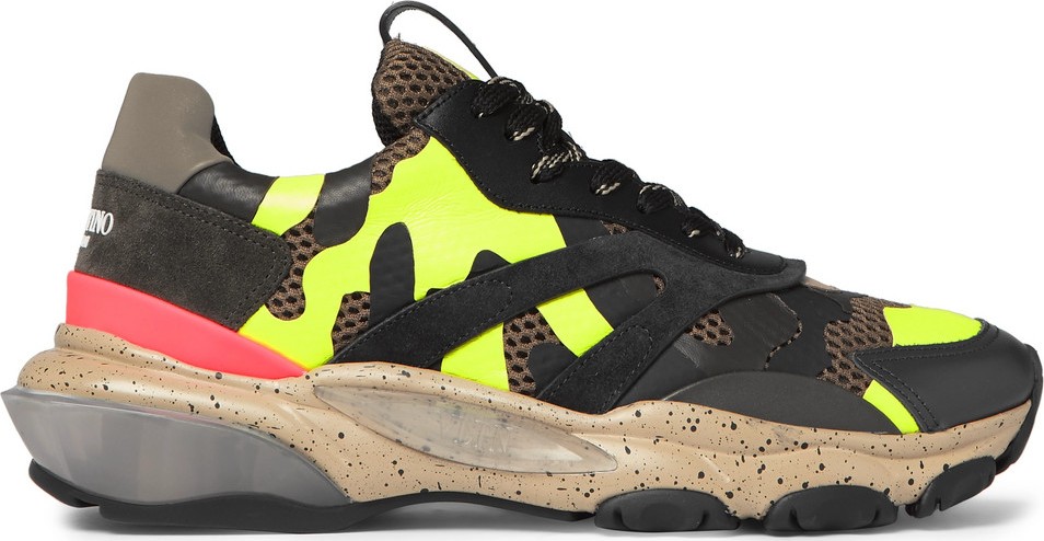 Valentino Valentino Garavani Bounce Camouflage-Print Leather, Mesh and Suede Sneakers Valentino Valentino Garavani Bounce Camouflage-Print Leather, Mesh and Suede Sneakers