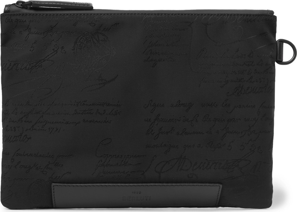 Berluti Scritto Leather-Trimmed Nylon Zip-Around Pouch