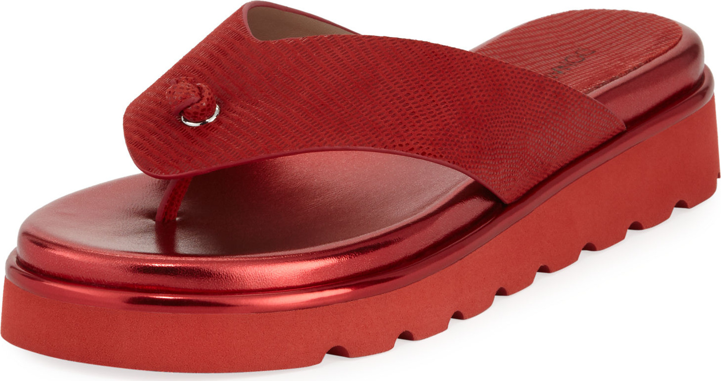 Donald J Pliner Lenore Lizard-Embossed Comfort Sandal