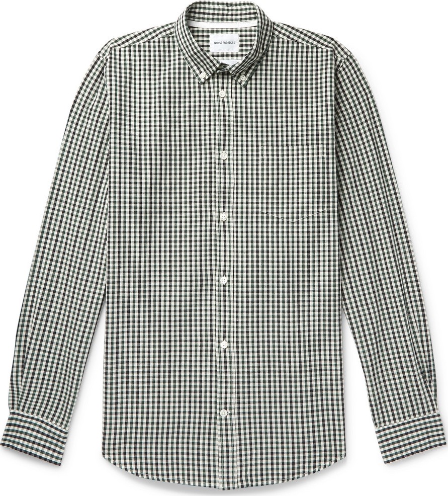Norse Projects Osvald Button-Down Collar Gingham Cotton and Linen-Blend Shirt