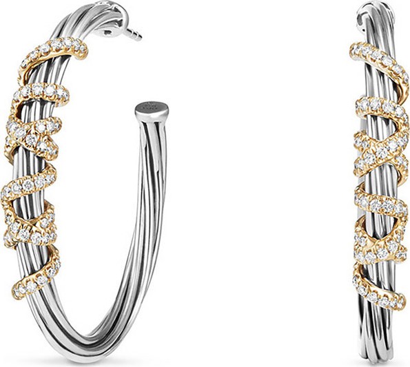 David Yurman Helena Large Hoop Earrings with Diamonds