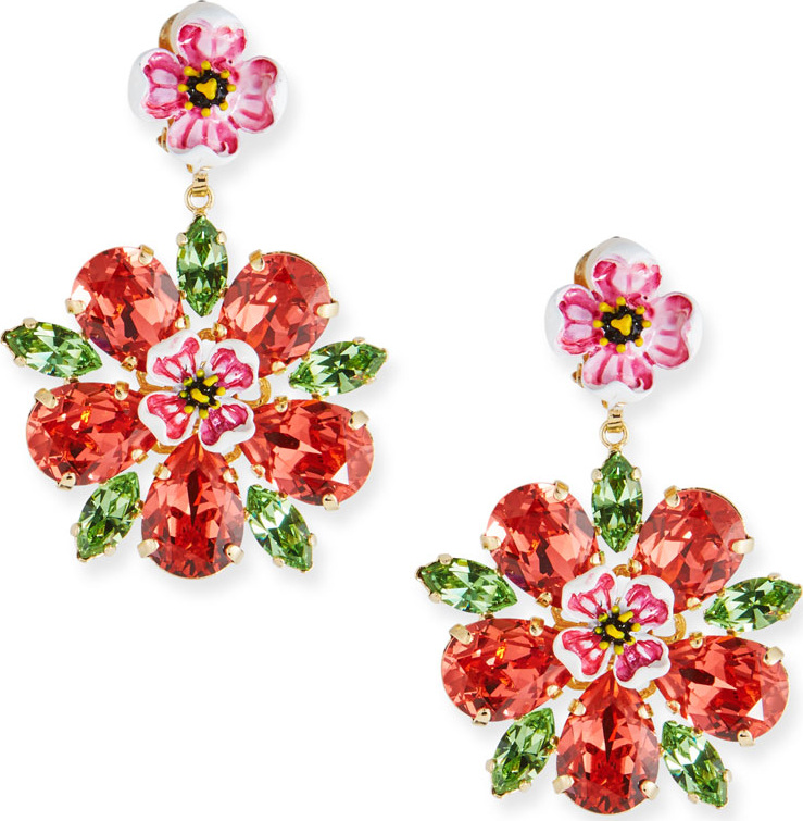 Dolce & Gabbana Flower Crystal Drop Earrings