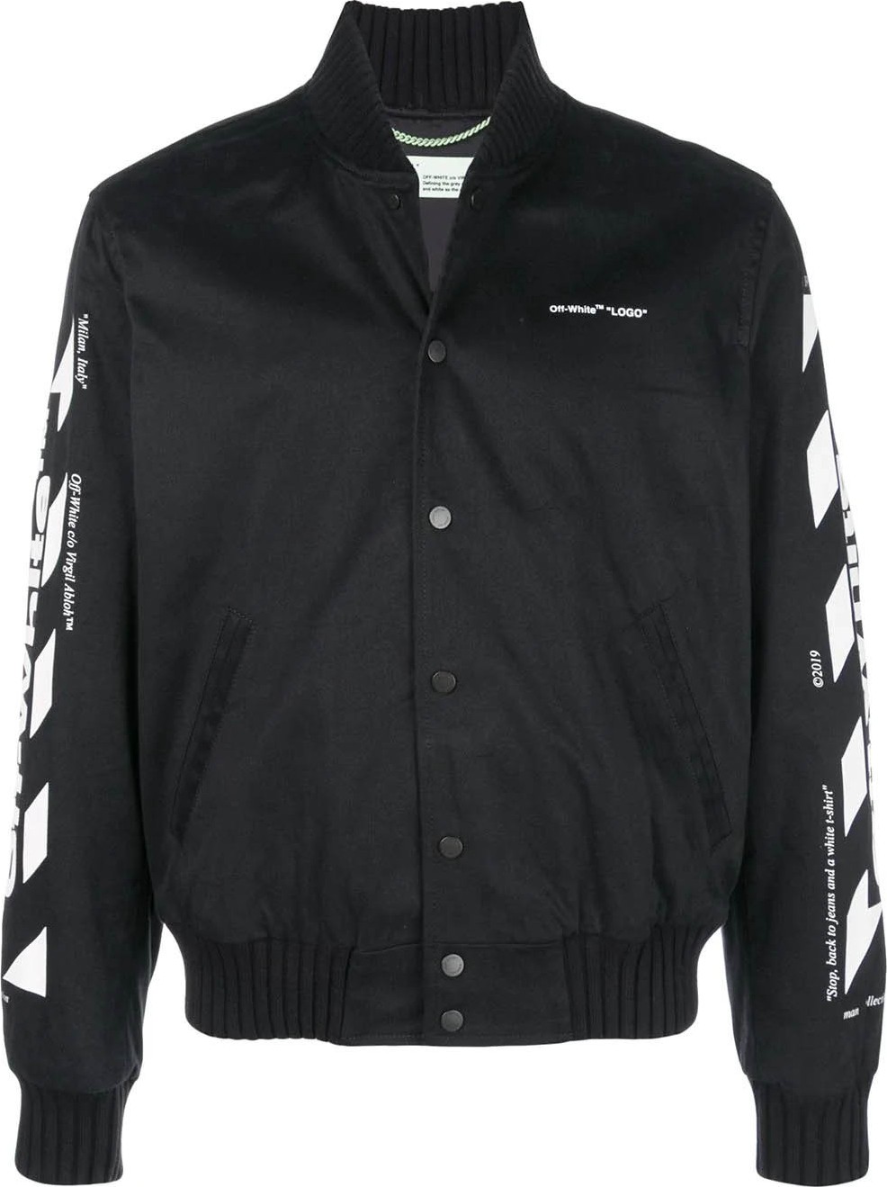 Off White Striped Varsity