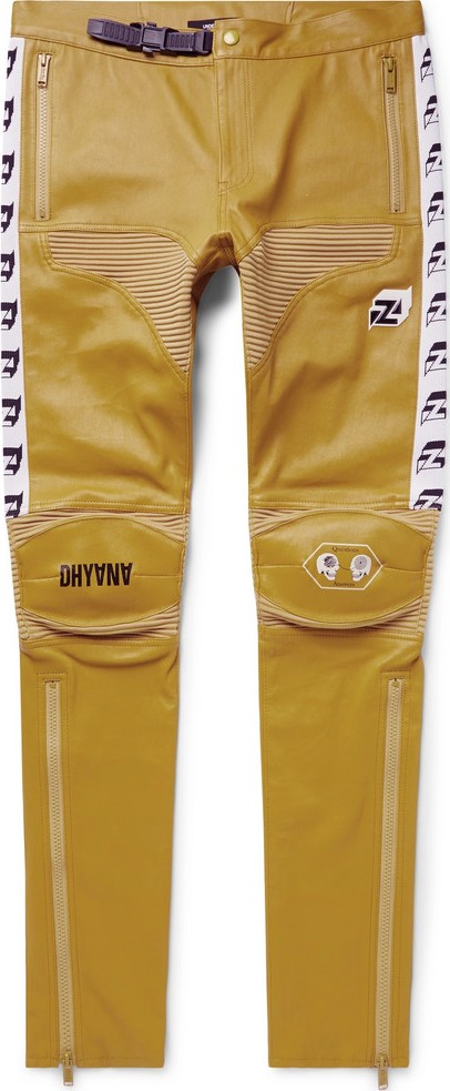 Undercover Skinny-Fit Printed Leather Biker Trousers