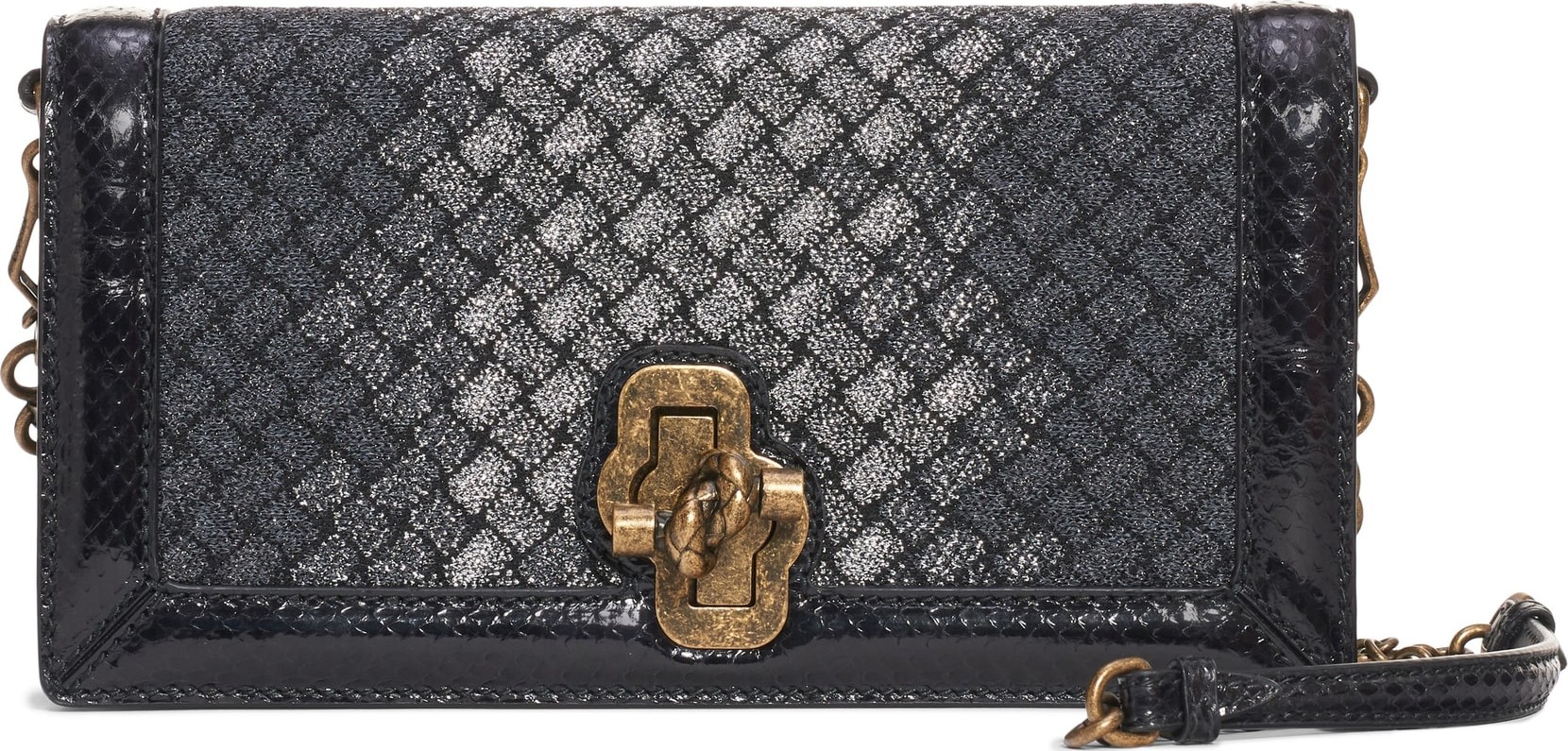 Bottega Veneta Intrecciato Knit & Genuine Snakeskin Clutch