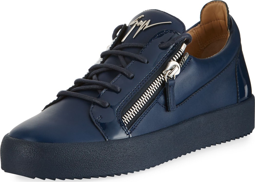 Giuseppe Zanotti Men's London Double-Zip Leather Low-Top Sneakers