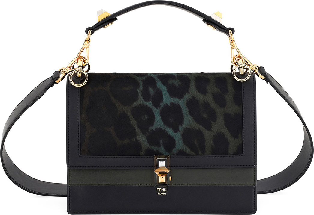 Fendi Kan I Leopard Print Calf Hair Bag
