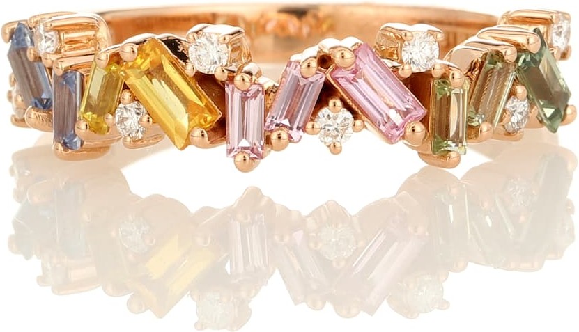 Suzanne Kalan Pastel Fireworks Frenzy 18kt gold ring with diamonds and sapphires