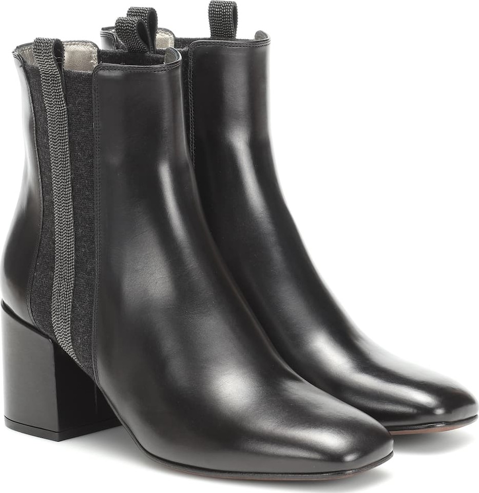 Brunello Cucinelli Embellished leather ankle boots