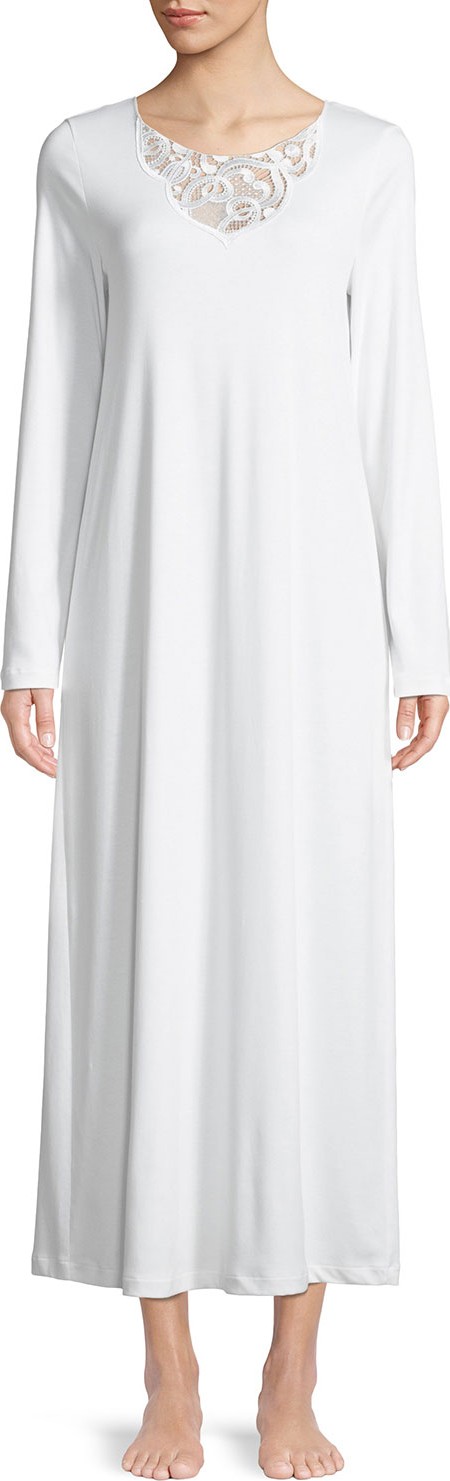 Hanro Ella Long-Sleeve Nightgown