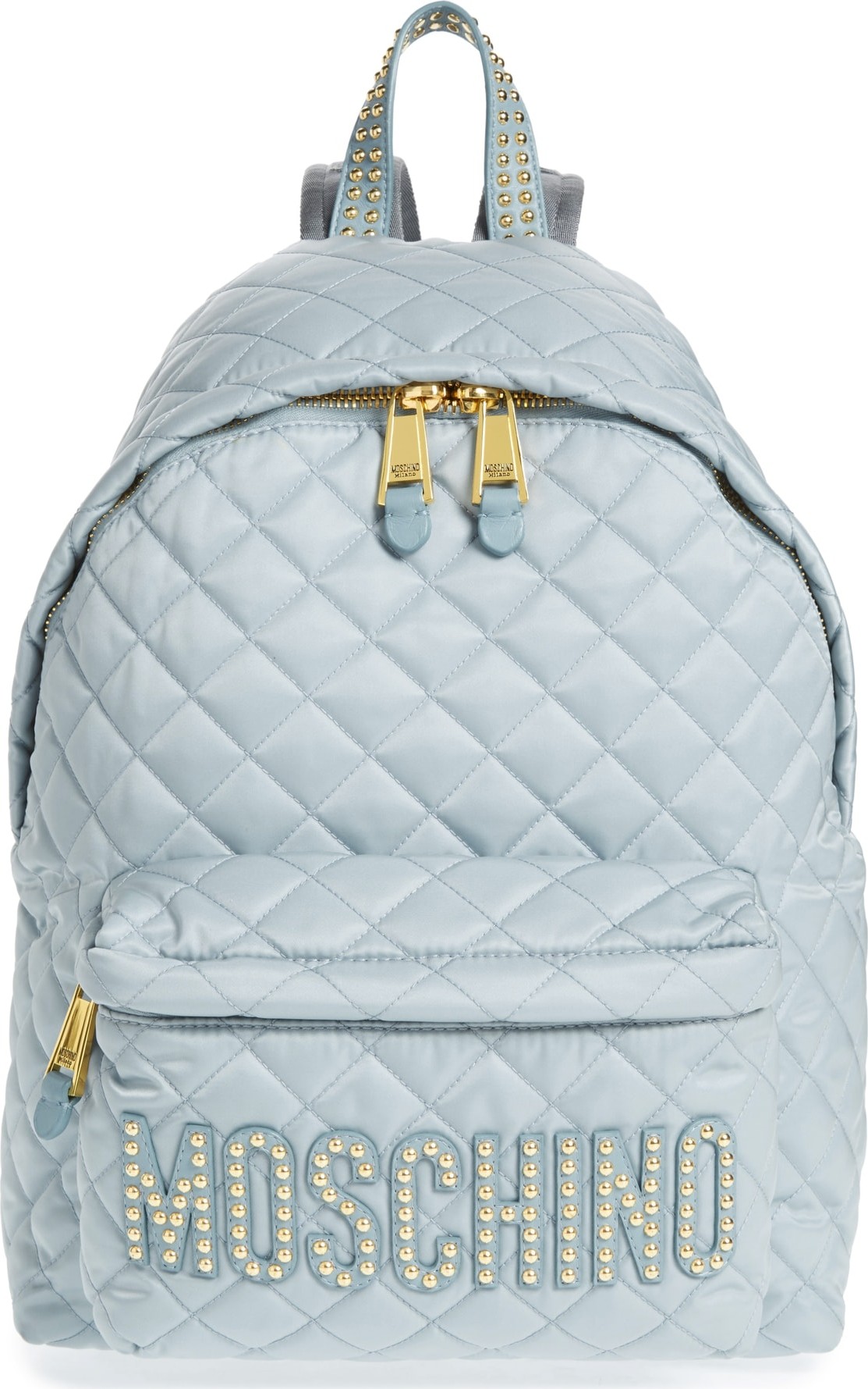 Moschino Studded Logo Quilted Nylon Backpack