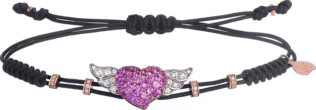 Pippo Perez 18k Pink Gold Diamond & Sapphire Winged Heart Bracelet