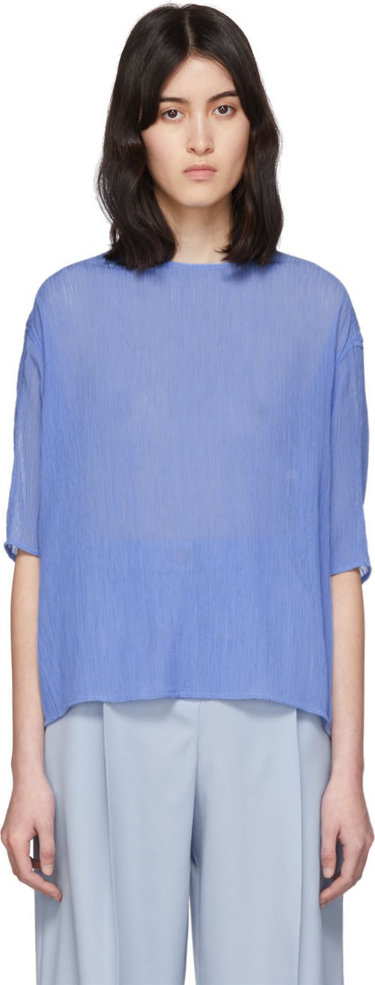 Nina Ricci Blue Pleated T-Shirt