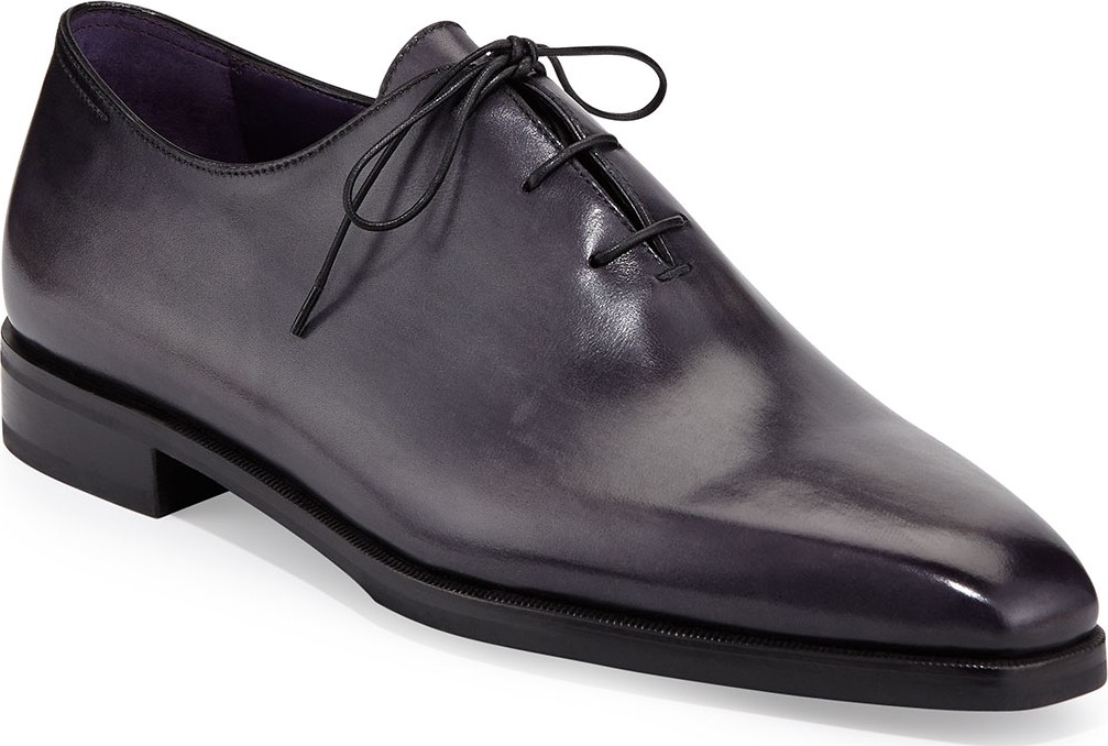 Berluti Alessandro Demesure Leather Oxford, Leather Sole, Black