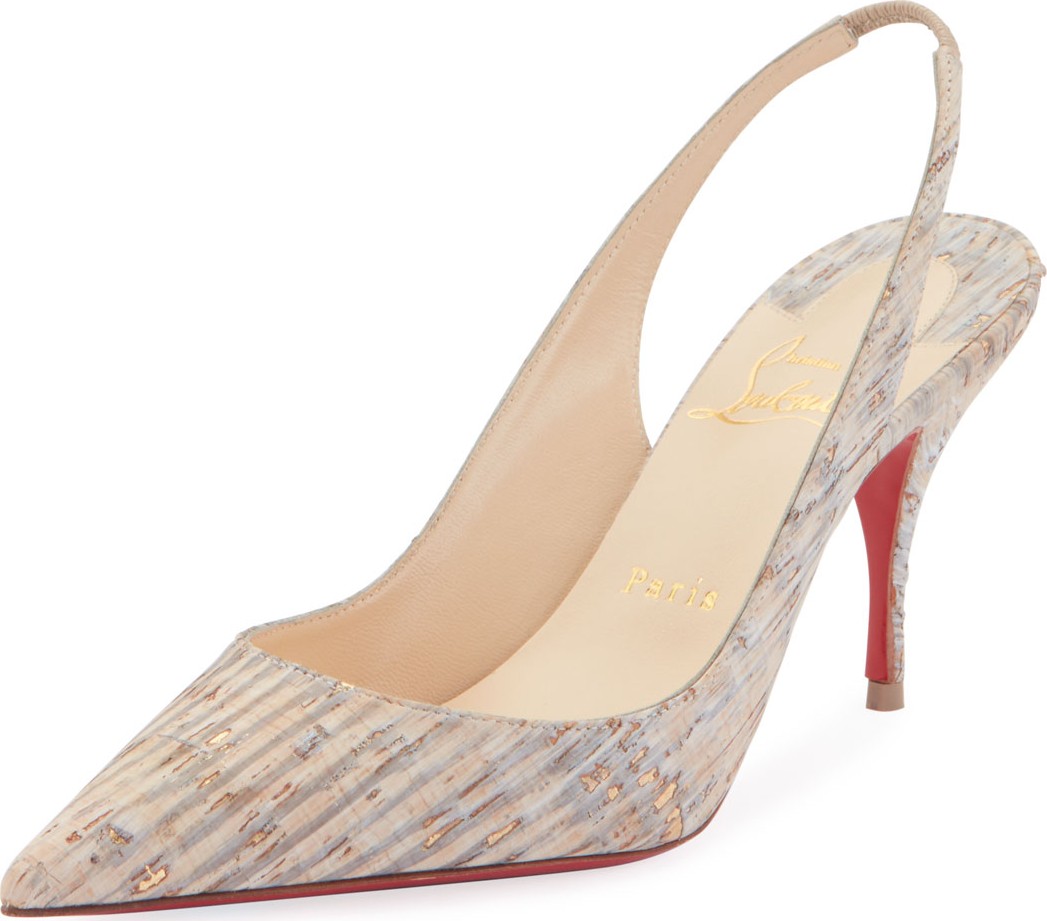 Christian Louboutin Clare Cork Red Sole Slingback Pumps